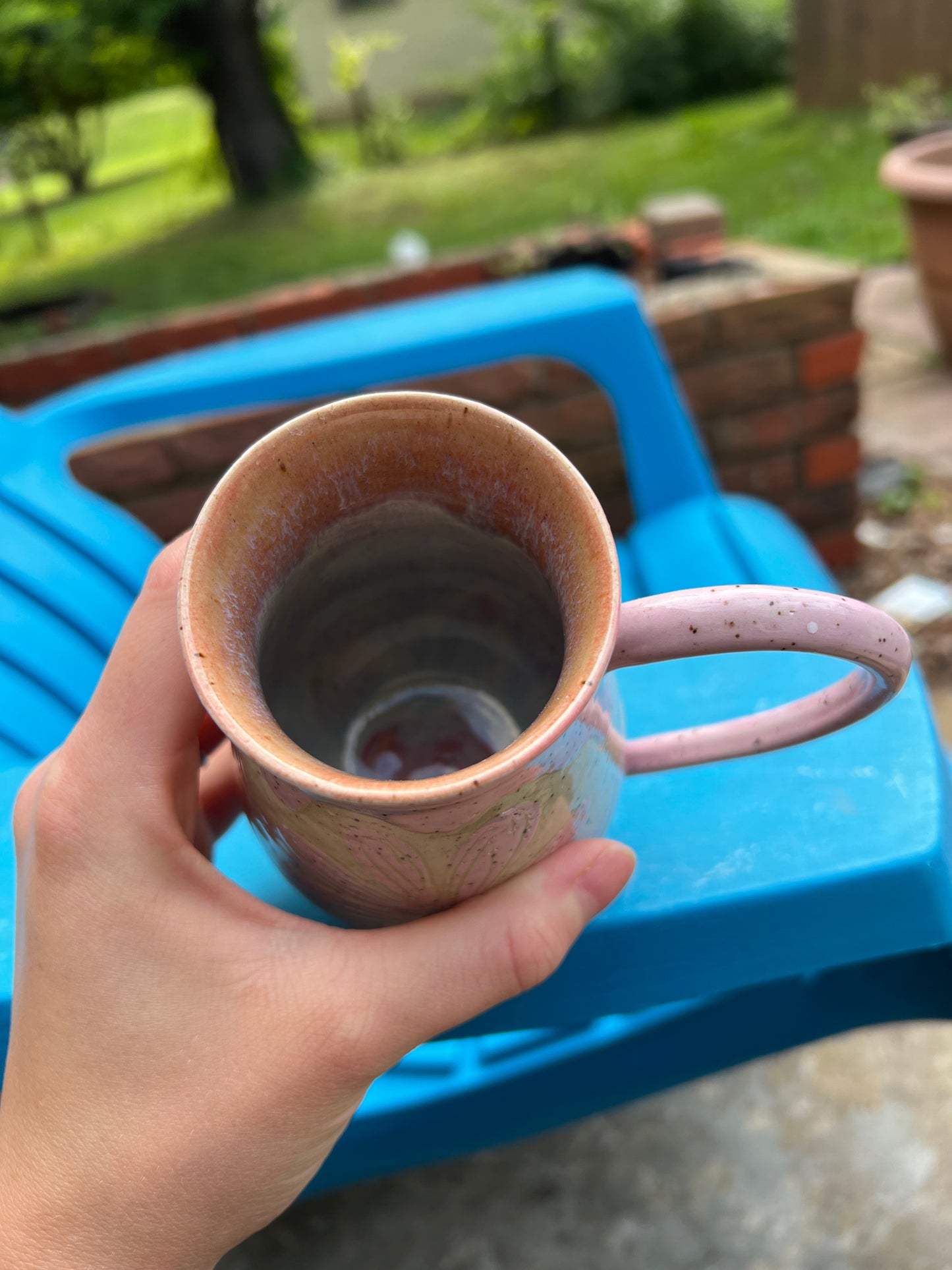 Pink Flower Sgraffito Mug