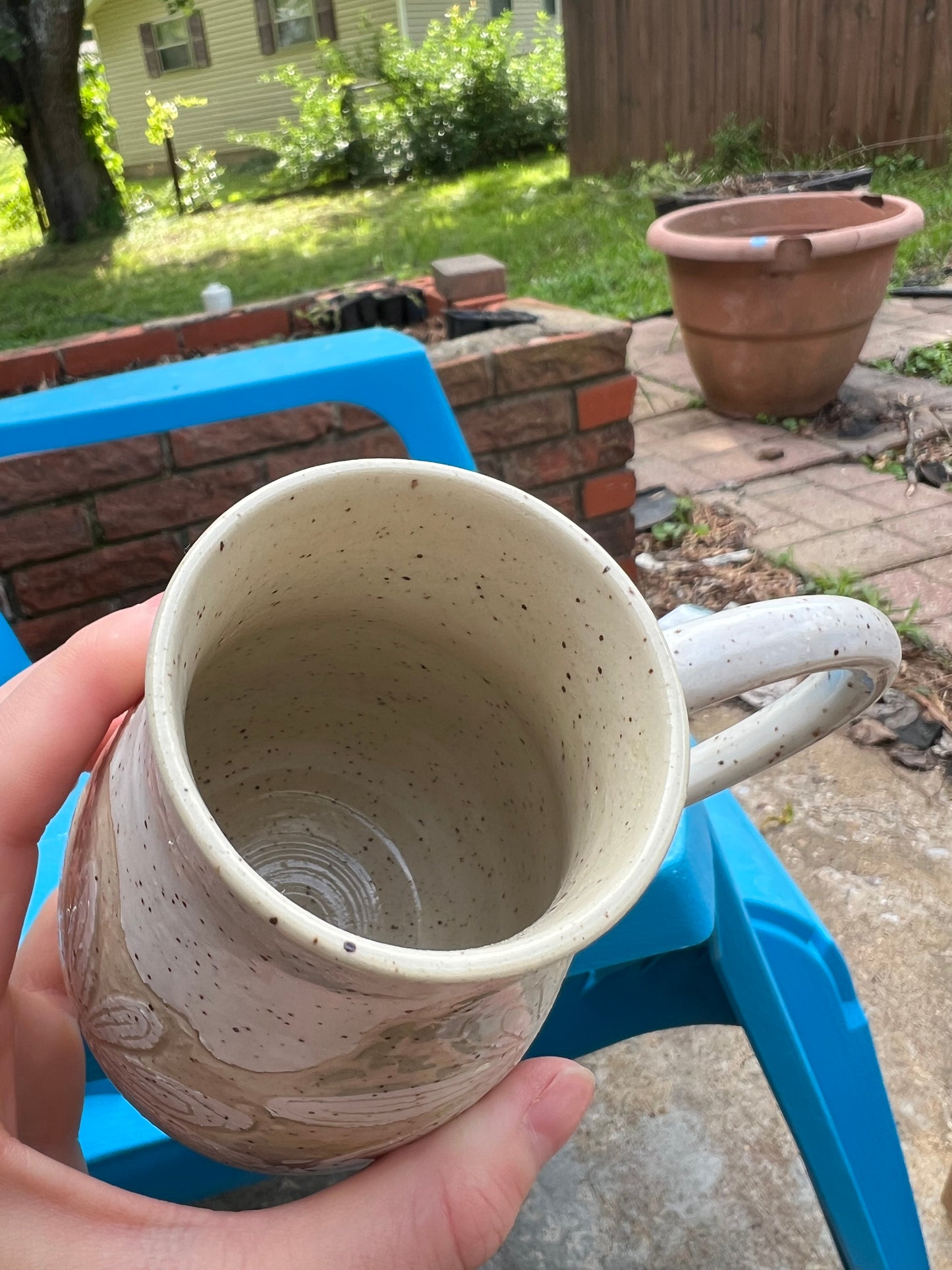 Neutral White Flower Sgraffito Mug 2