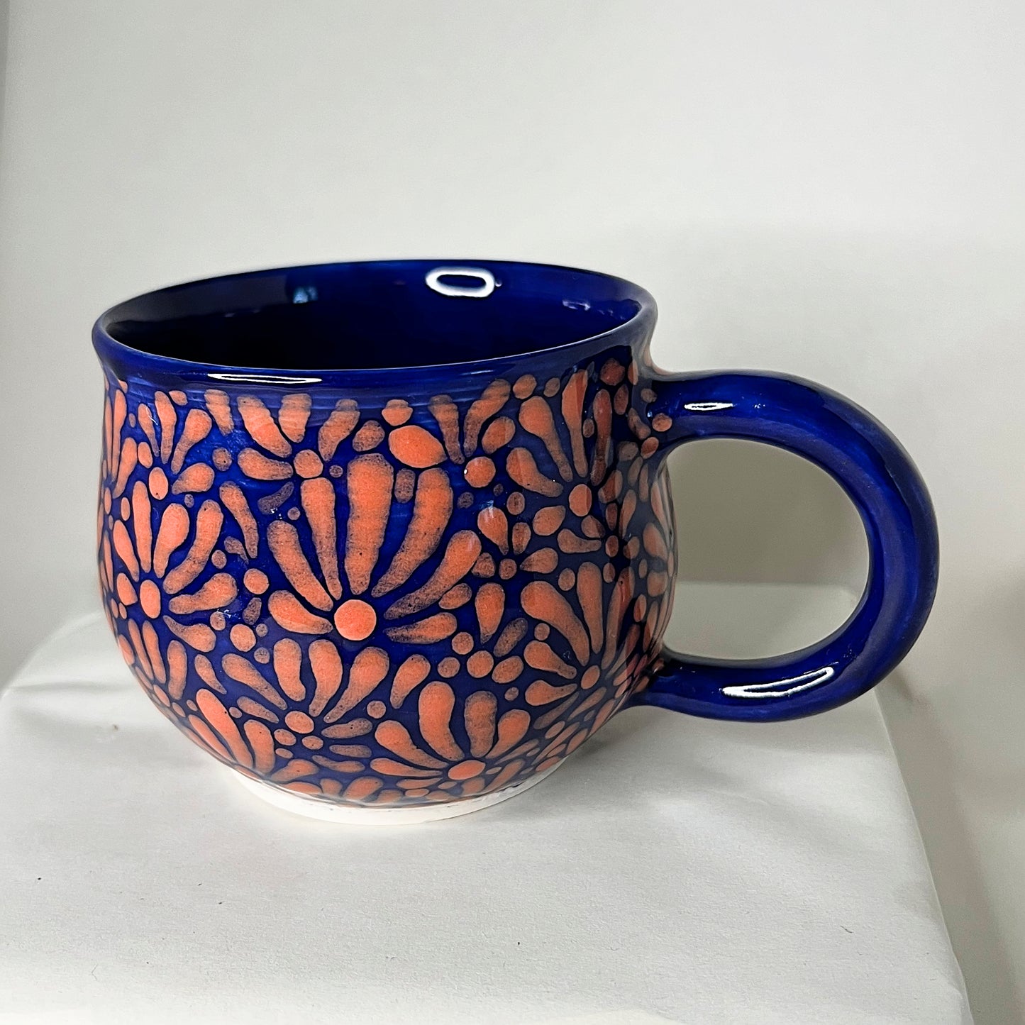 Pink and Blue Talavera Inspired round coffee mug