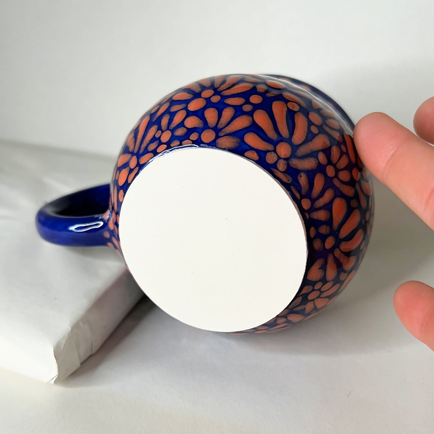 Pink and Blue Talavera Inspired round coffee mug