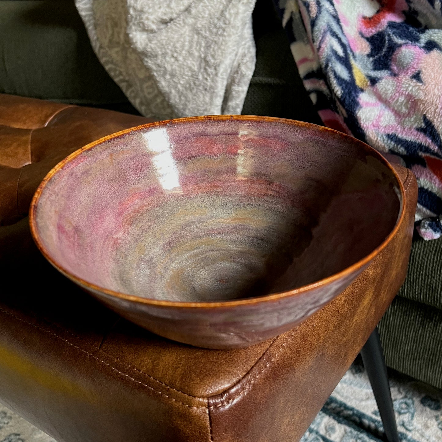 Burgundy Fall Ceramic Ramen Bowl