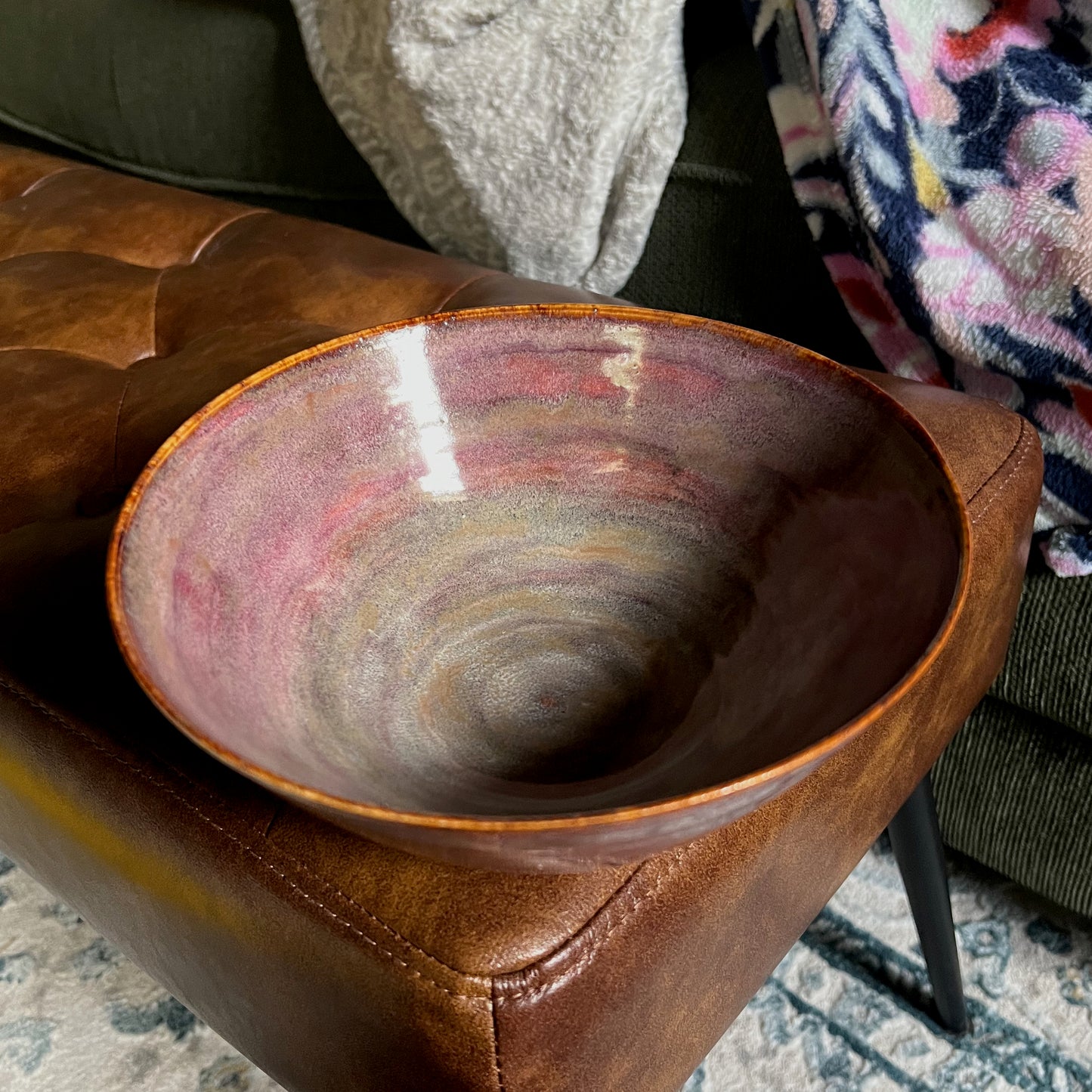 Burgundy Fall Ceramic Ramen Bowl