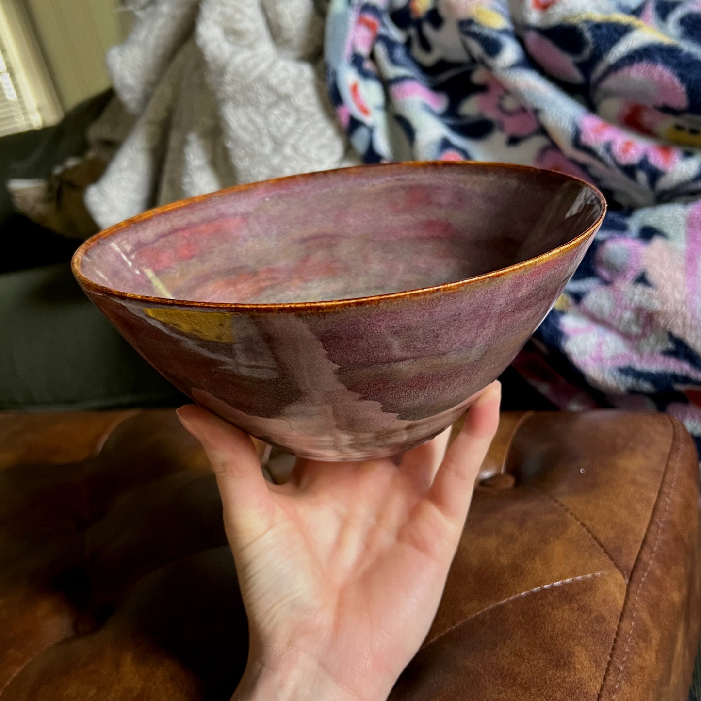 Burgundy Fall Ceramic Ramen Bowl