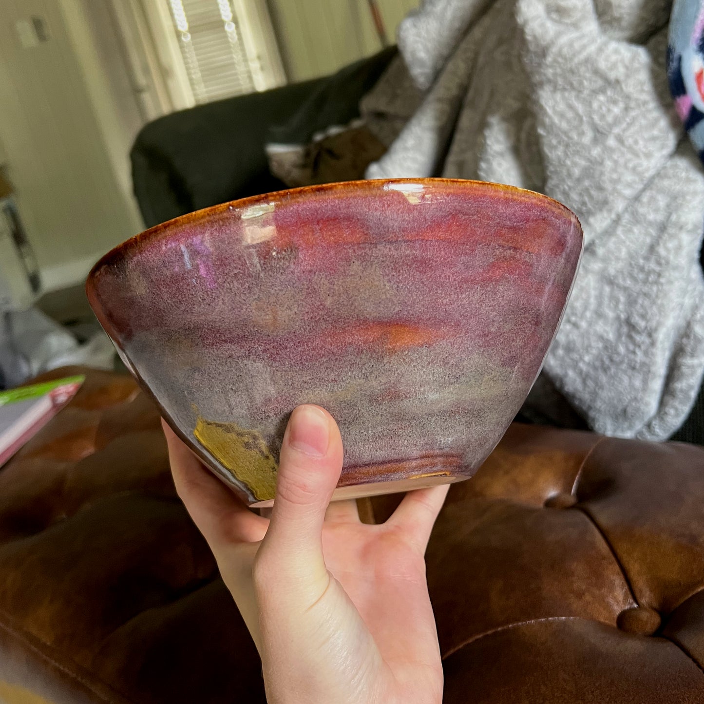 Burgundy Fall Ceramic Ramen Bowl