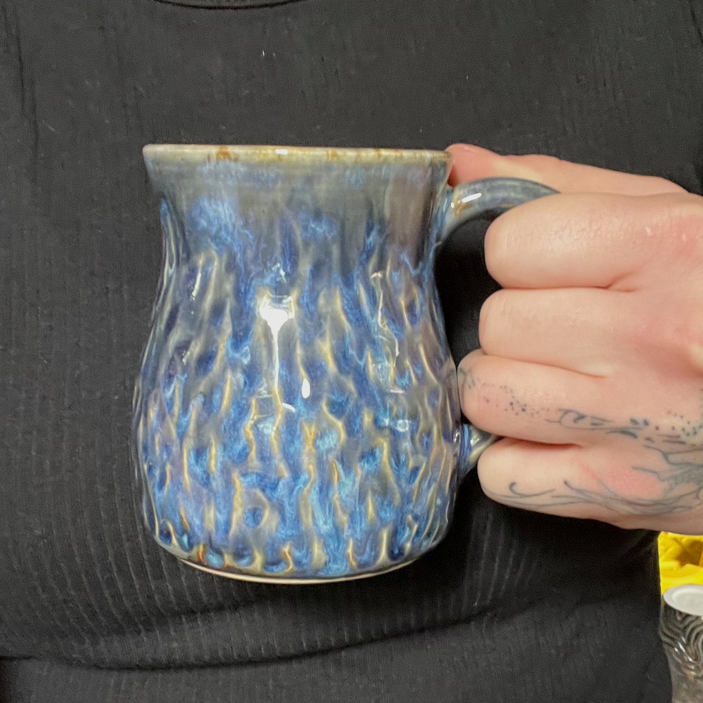 Carved Blue Ripple Mug