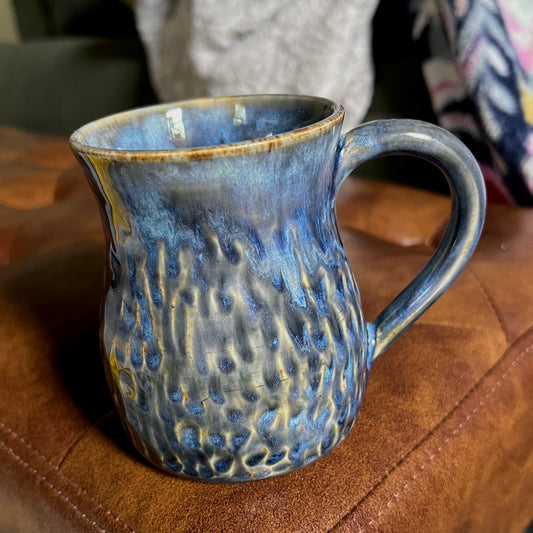 Carved Blue Ripple Mug