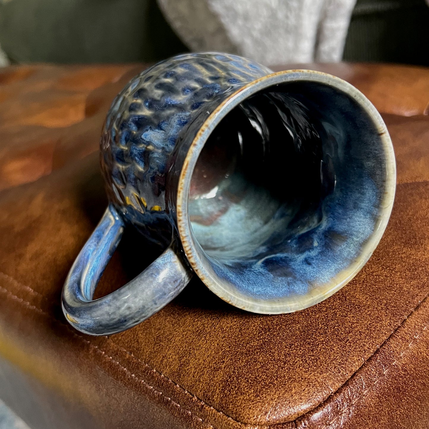 Carved Blue Ripple Mug