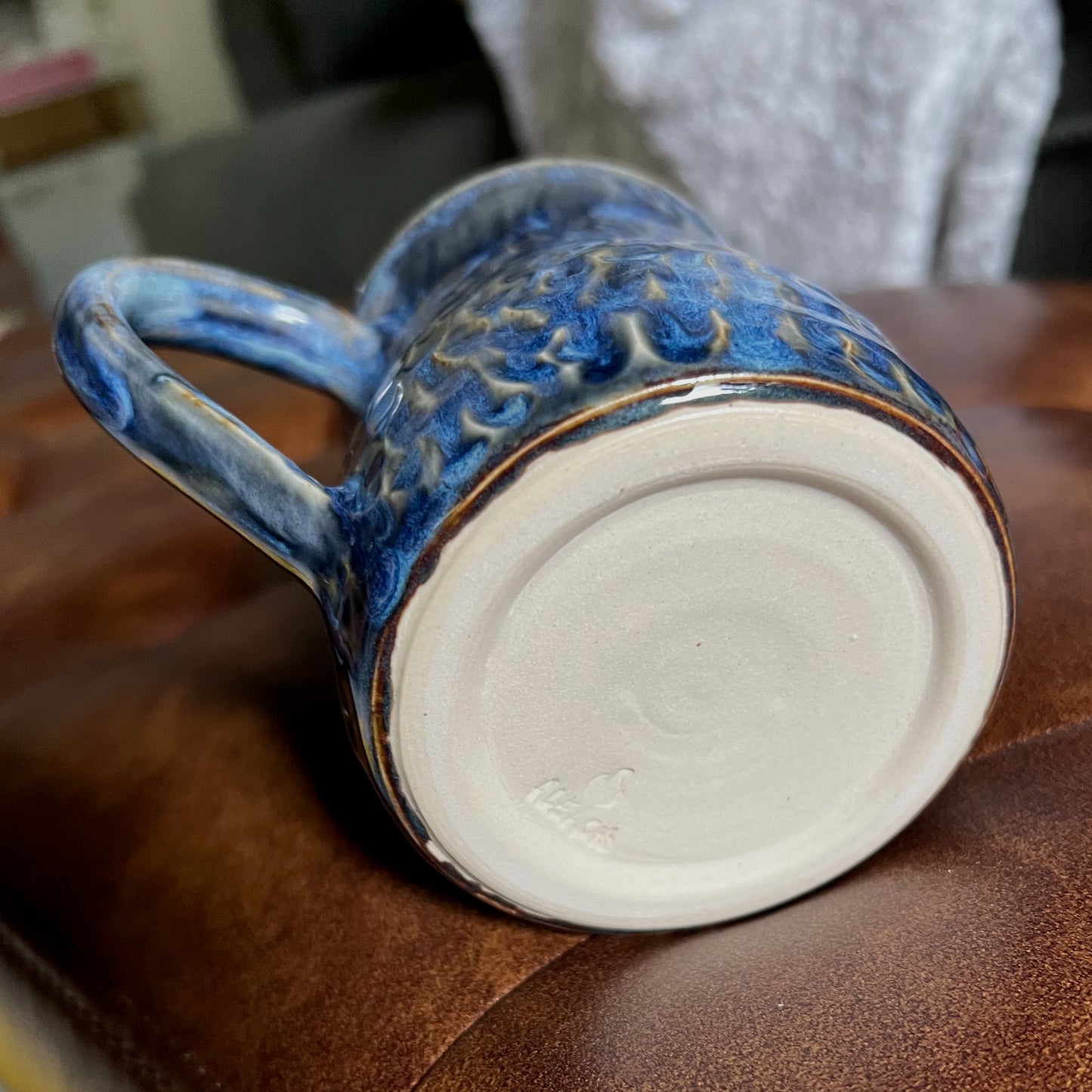 Carved Blue Ripple Mug