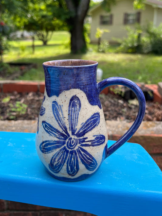 Purple Flower Sgraffito Mug