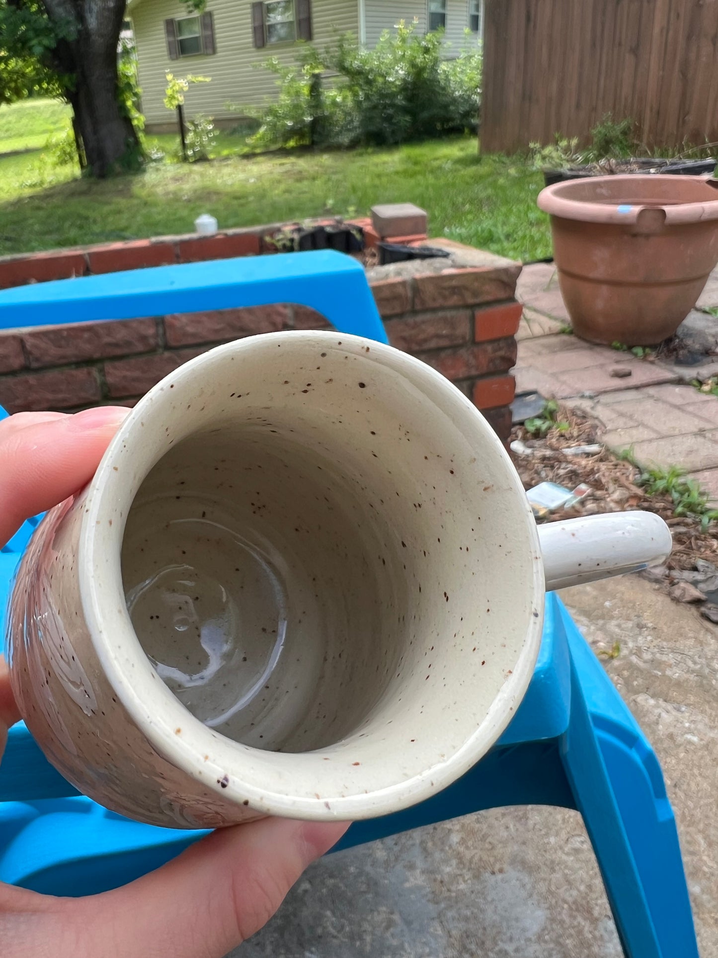 Neutral White Flower Sgraffito Mug 3