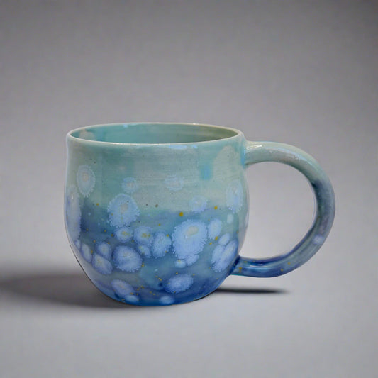 Blue Hydrangea Ink Spot Flower Mug