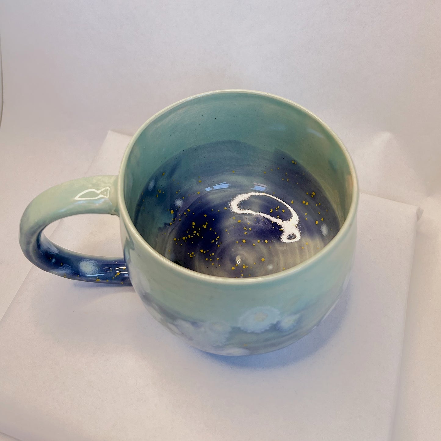 Blue Hydrangea Ink Spot Flower Mug