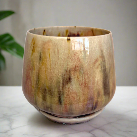 Amaryllis Rain Ceramic Plant Pot with Drip Tray