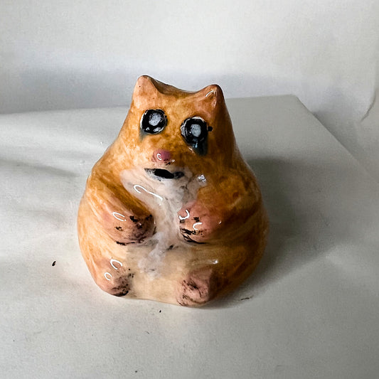 Messy Crying Fat Hamster Mini Ceramic Pottery Figurine Decor