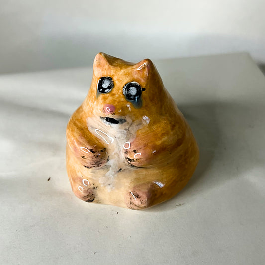 Messy Crying Fat Hamster Mini Ceramic Pottery Figurine Decor