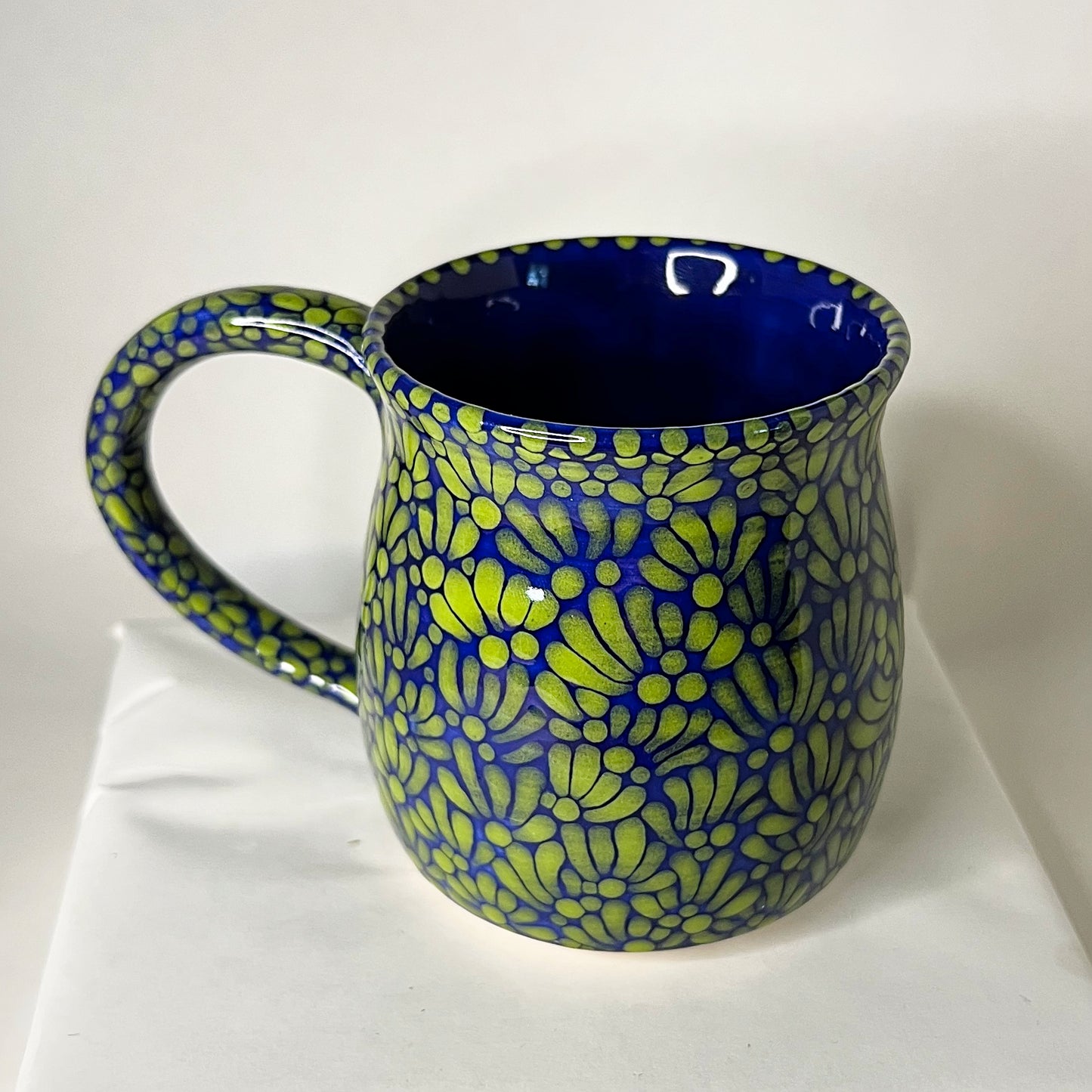 Blue Green Talavera Inspired Pottery Coffee Mug