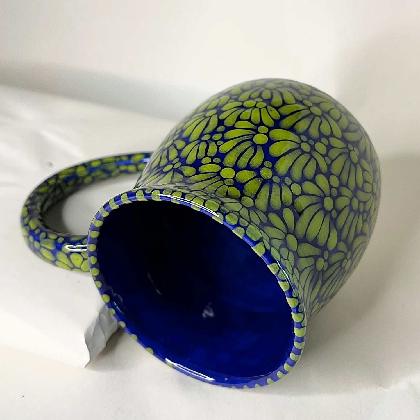 Blue Green Talavera Inspired Pottery Coffee Mug