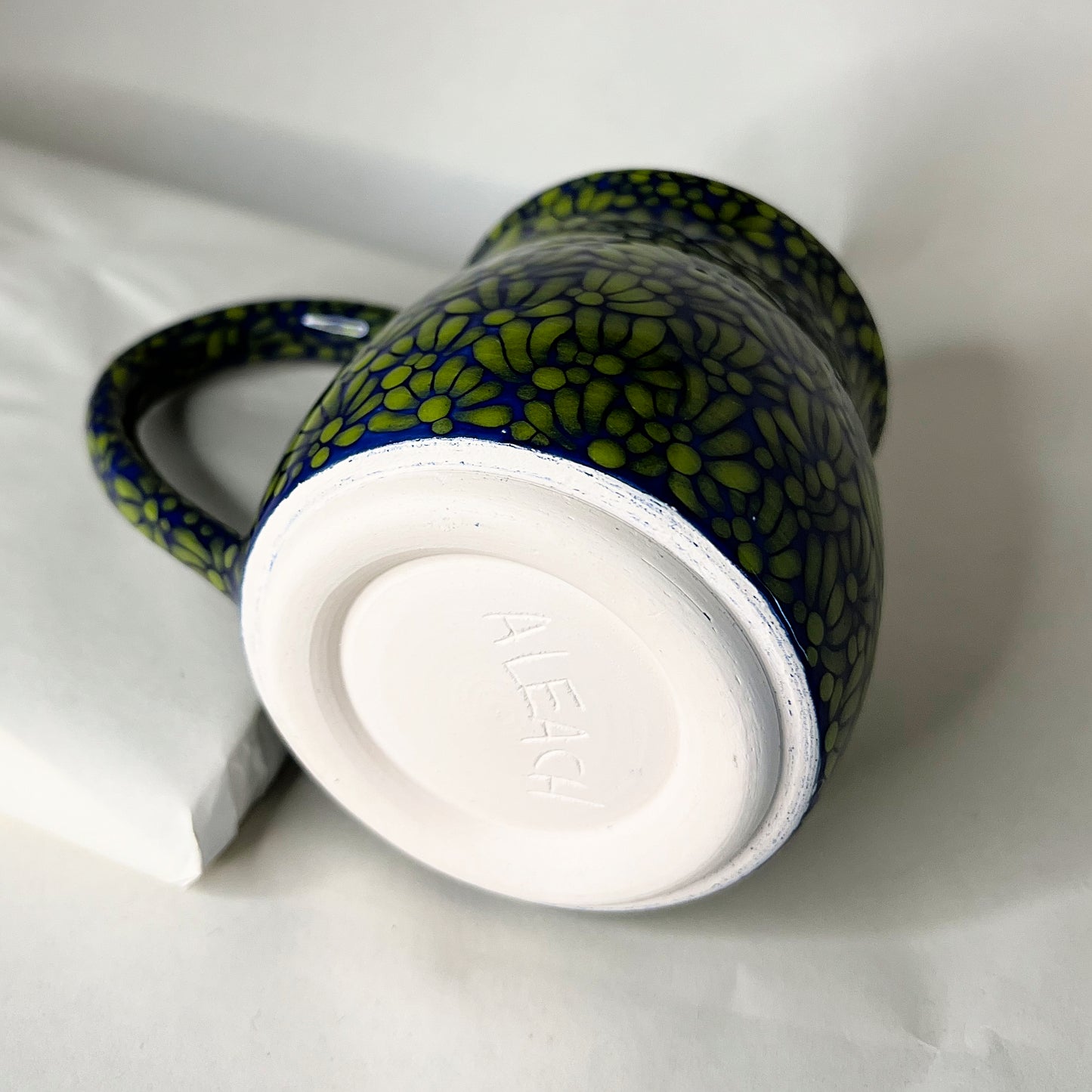 Blue Green Talavera Inspired Pottery Coffee Mug