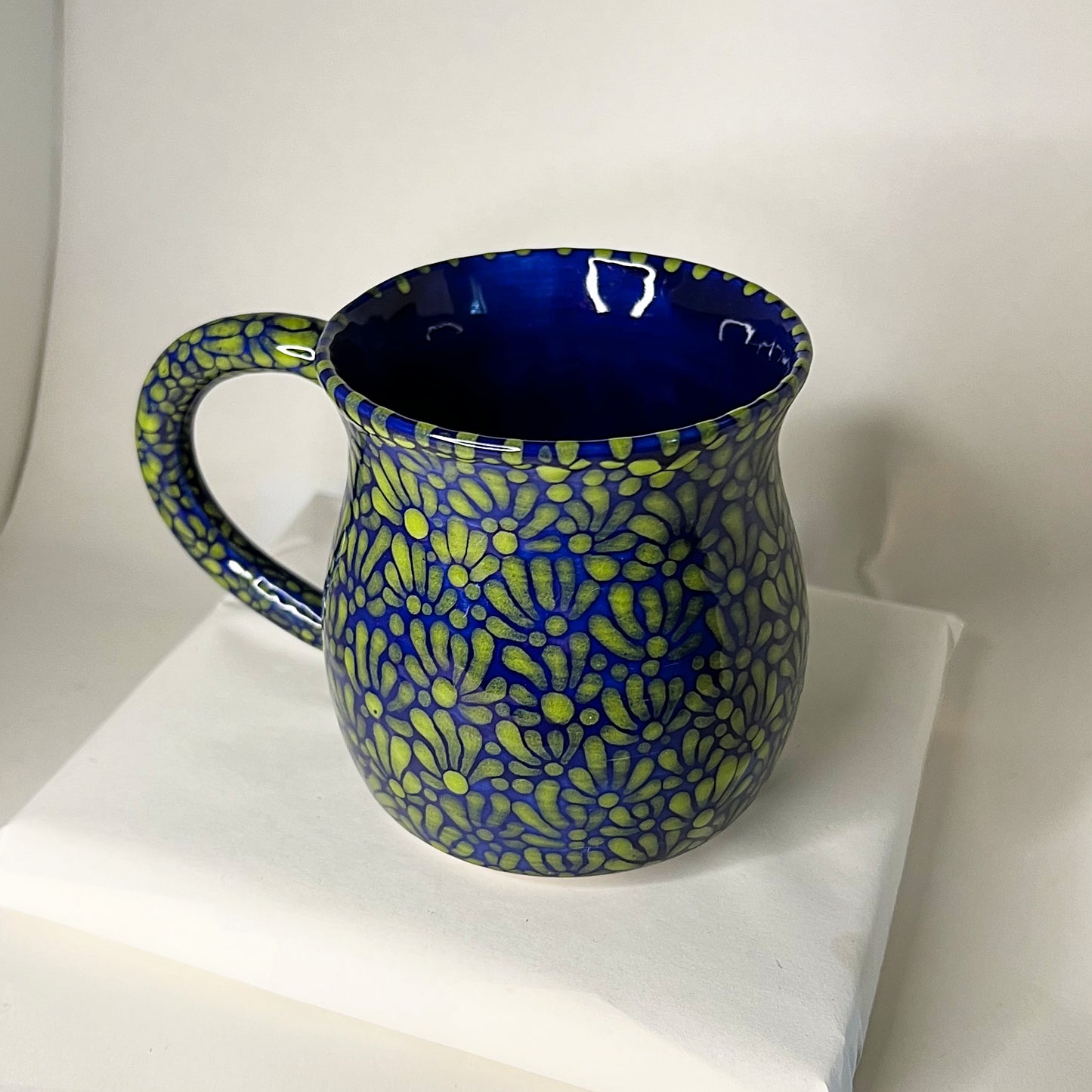 Blue Green Talavera Inspired Pottery Coffee Mug