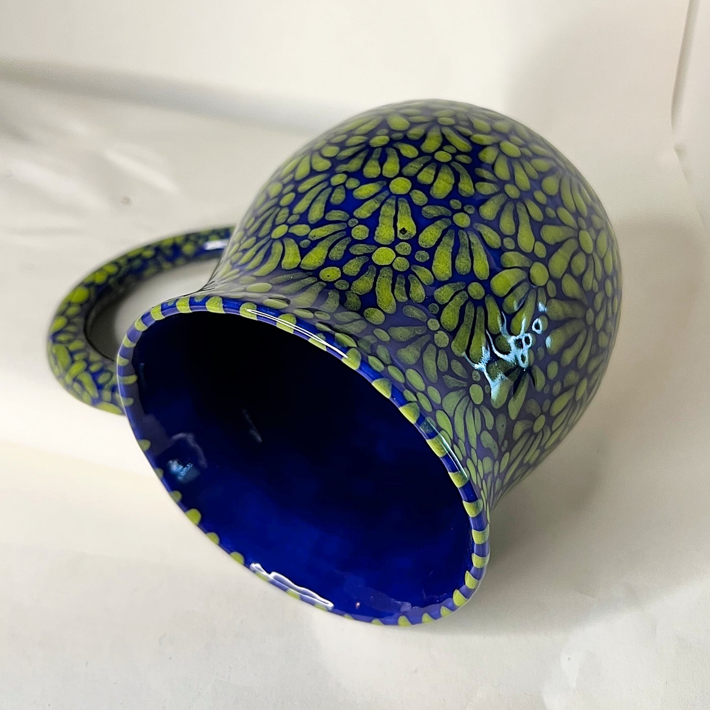 Blue Green Talavera Inspired Pottery Coffee Mug