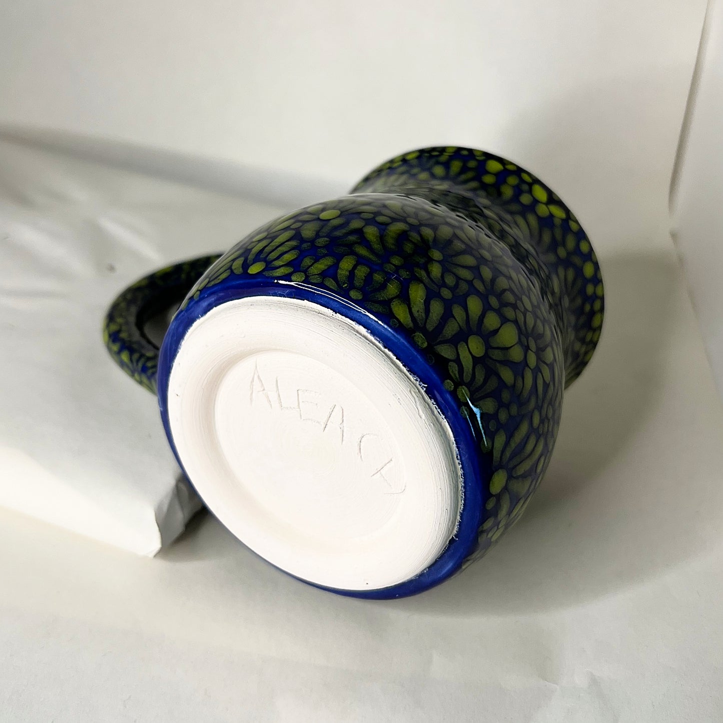 Blue Green Talavera Inspired Pottery Coffee Mug