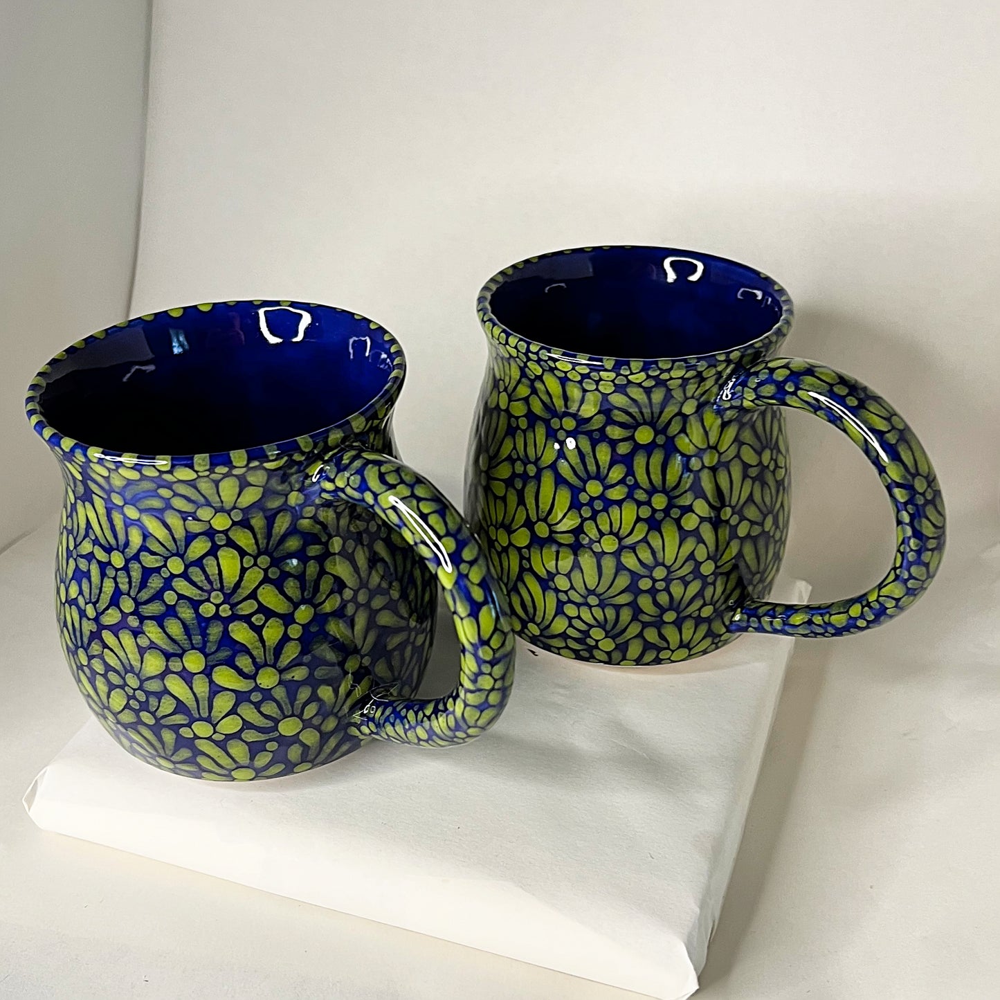 Blue Green Talavera Inspired Pottery Coffee Mug